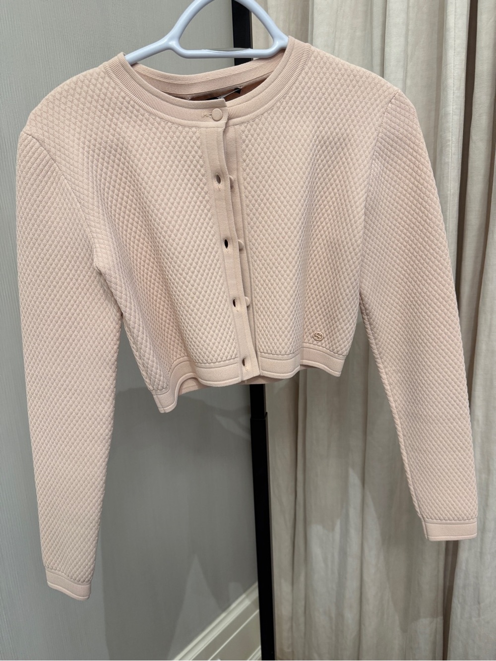 GUCCI cropped light pink cardigan